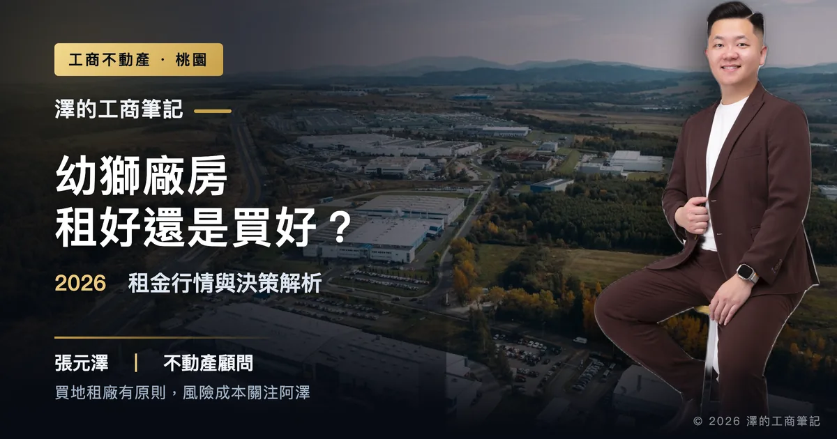 幼獅廠房租vs買決策示意，標題：幼獅廠房用租的還是用買的